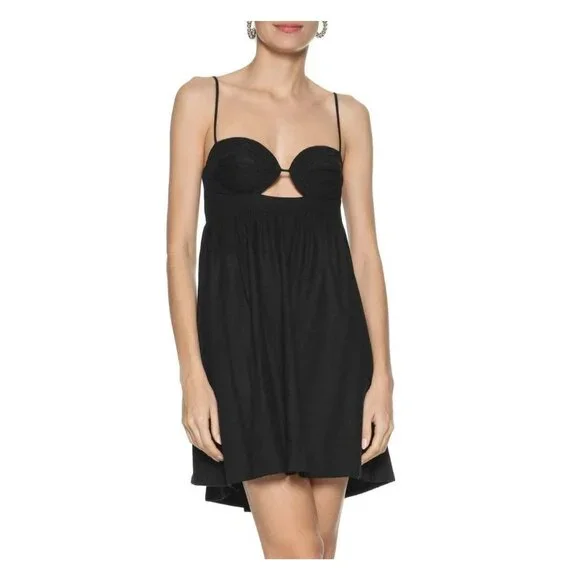 NWOT Farm Rio Linen Blend Black Sleeveless Mini Dress Size M - Picture 4 of 15